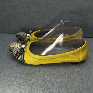 AGL Attilio Giusti Leombruni Monika Pewter Women's 38 yellow Snake Ballet Flats